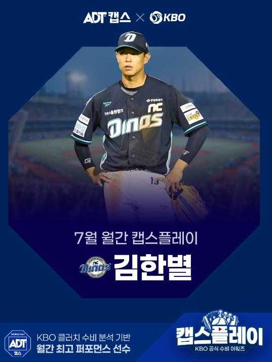 만루 위기 막아낸 NC 김한별, 월간 캡스플레이 최초 2회 연속 수상 기사 이미지