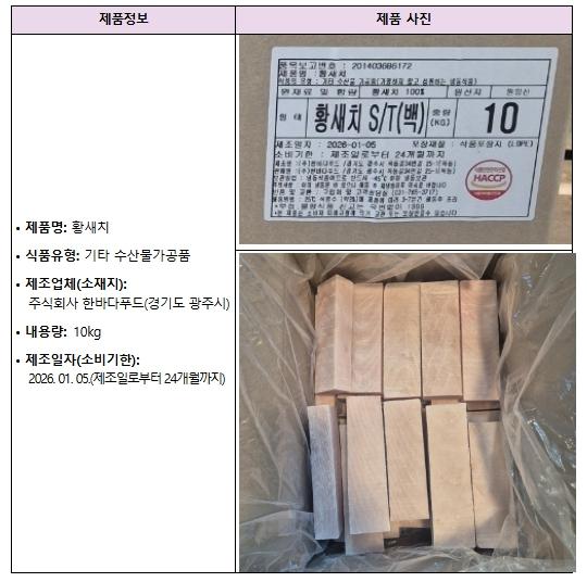 식품의약품안전처, 카드뮴 기준 초과 검출된 '기타 수산물가공품' 회수 조치